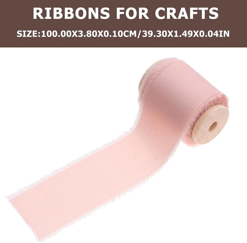 3 Rolls Satin Frayed Edge Decorative Ribbon for Wedding Bouquets and Wrapping, Soft Satin Ribbon for Crafting and Floral Arrangement, 5 Yards Per Roll, 3 Pieces - Image 2