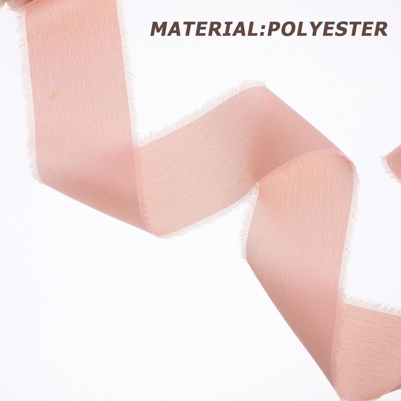 3 Rolls Satin Frayed Edge Decorative Ribbon for Wedding Bouquets and Wrapping, Soft Satin Ribbon for Crafting and Floral Arrangement, 5 Yards Per Roll, 3 Pieces - Image 3