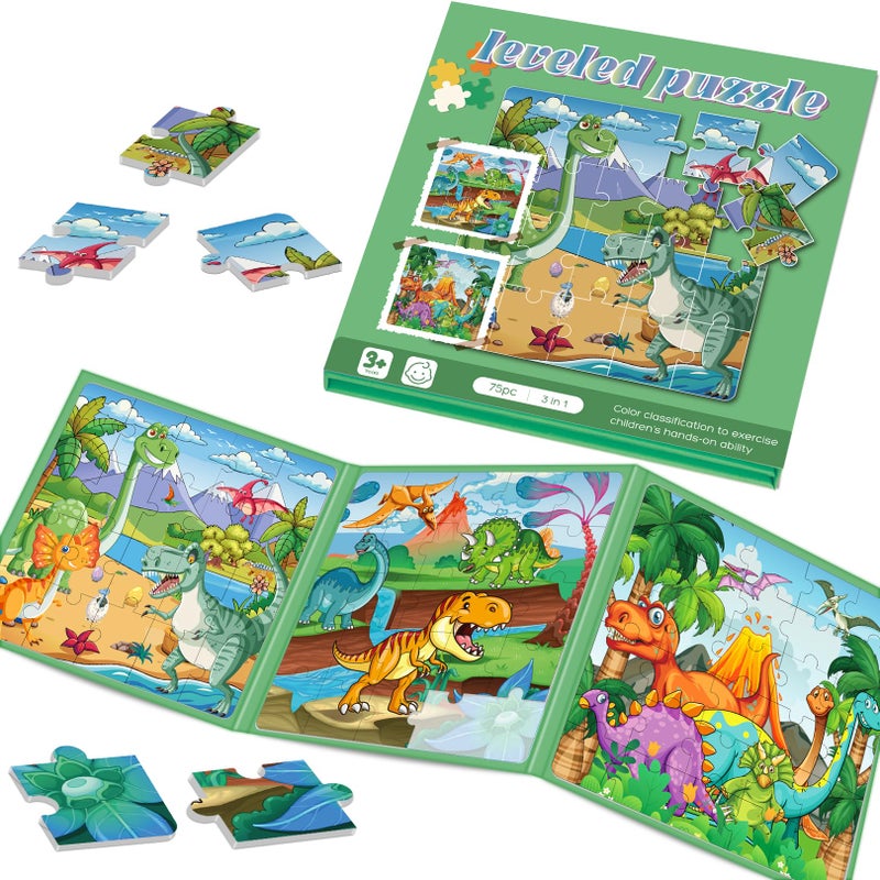 Ranqibo Magnetic Puzzles for Toddlers 35 75Pieces Travel Toys Dinosaur Puzzles Ages 46 Educational Learning Magnets Road Car Trip Airplane Activities Toys for 3 4 5 6 7 Girls Boys Gift - Image 3