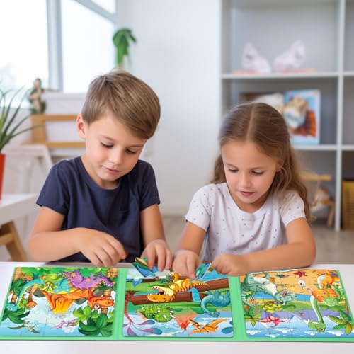 Ranqibo Magnetic Puzzles for Toddlers 35 75Pieces Travel Toys Dinosaur Puzzles Ages 46 Educational Learning Magnets Road Car Trip Airplane Activities Toys for 3 4 5 6 7 Girls Boys Gift - Image 5