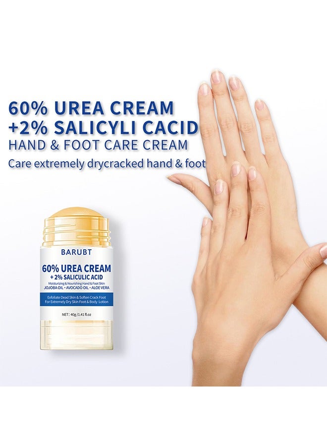 BARUBT 60% Urea Cream Plus 2% Salicylic-Acid Foot Cream - Urea Cream for Feet Moisturizer for Dry Cracked Feet Knees Elbows Hands - Heel Balm Stick Aloe Vera, Beeswax, Urea Foot Cream Smoothing Skin 40g - Image 4