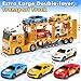 Bstoyder Toddler Boy Toys for 3 4 5 6 7 Years Kids 21 Double Layer Race Truck Toy with 4 Racing Cars Friction Powered Vehical Toys with Lights and Sounds Birthday for Boy GirlsYellow - Image 4