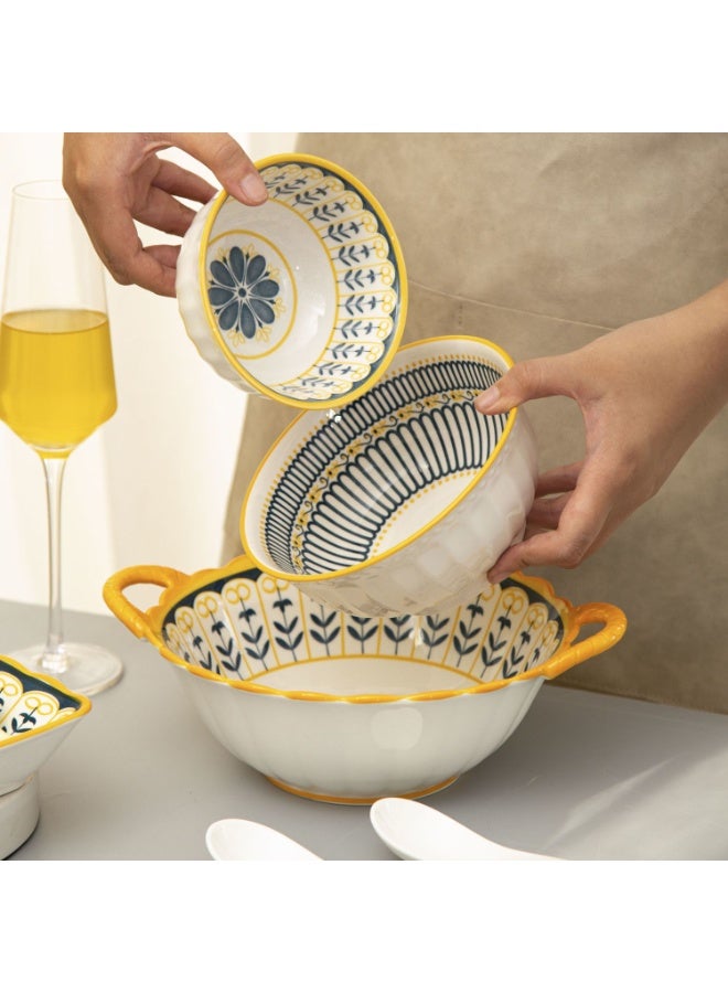  حياة القمر1 طقم أواني طعام من 21 قطعة (مجموعة لـ 6 أشخاص) على الطراز البوهيمي | طراز رومانسي أوروبي عتيق | سيراميك فاخر مطلي بالزجاج | آمن للاستخدام في الميكروويف والفرن | الهدية المثالية لحفلات الزفاف والاستخدام اليومي - Image 4