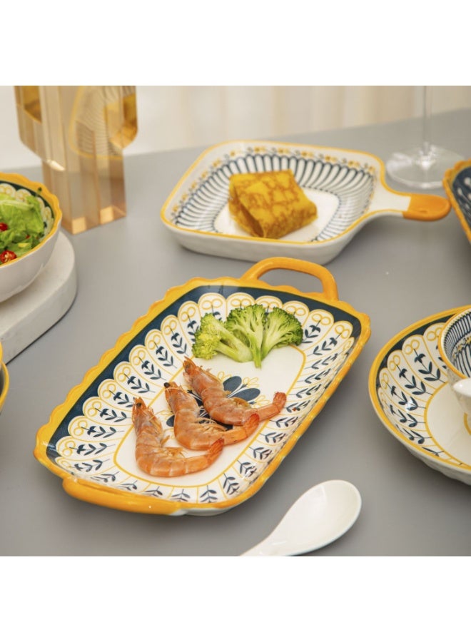  حياة القمر1 طقم أواني طعام من 21 قطعة (مجموعة لـ 6 أشخاص) على الطراز البوهيمي | طراز رومانسي أوروبي عتيق | سيراميك فاخر مطلي بالزجاج | آمن للاستخدام في الميكروويف والفرن | الهدية المثالية لحفلات الزفاف والاستخدام اليومي - Image 5