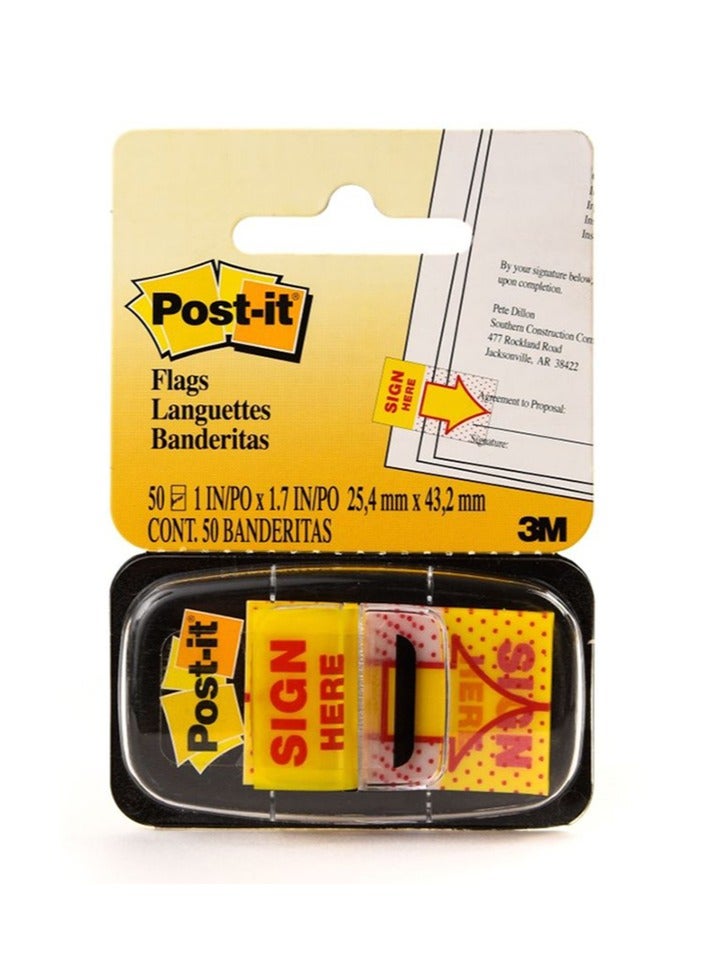 بوست إت 3M Post-It 680-9 علم شريطي للتوقيع هنا، 25.4 × 43.2 ملم، 50 ورقة - Image 1