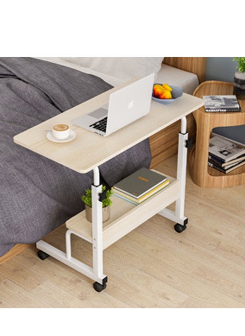 Mobile End Table with Storage Shelf 80x40cm Home Office Desk