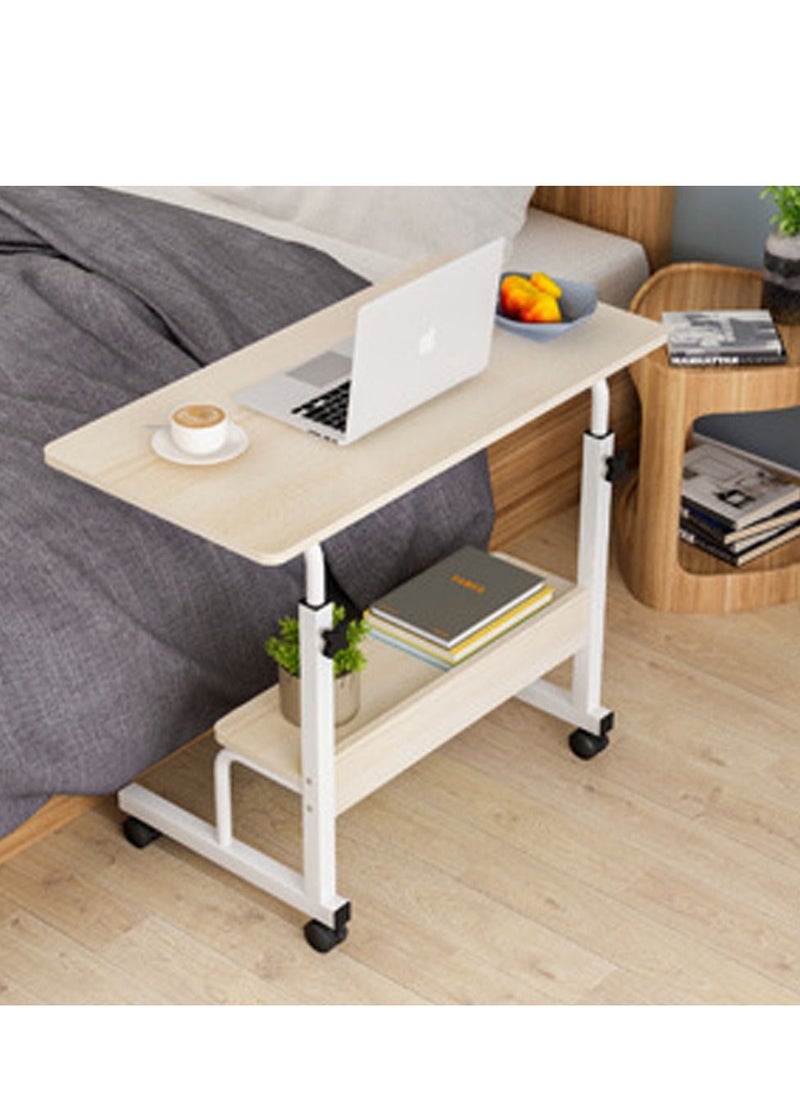 Mobile End Table with Storage Shelf 80x40cm Home Office Desk