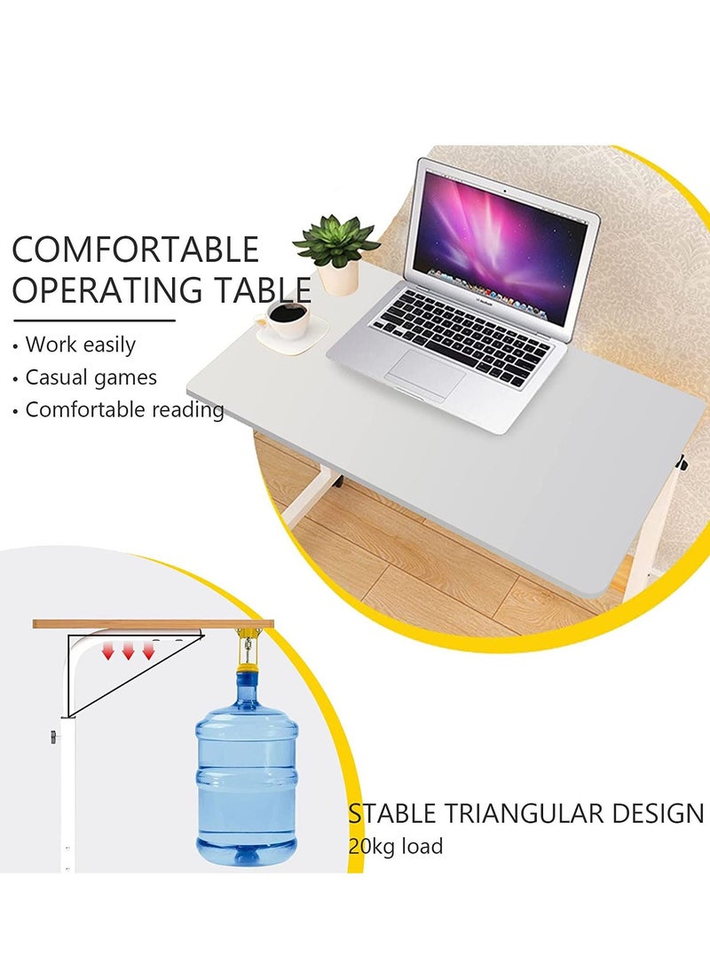 Mobile End Table with Storage Shelf 80x40cm Home Office Desk