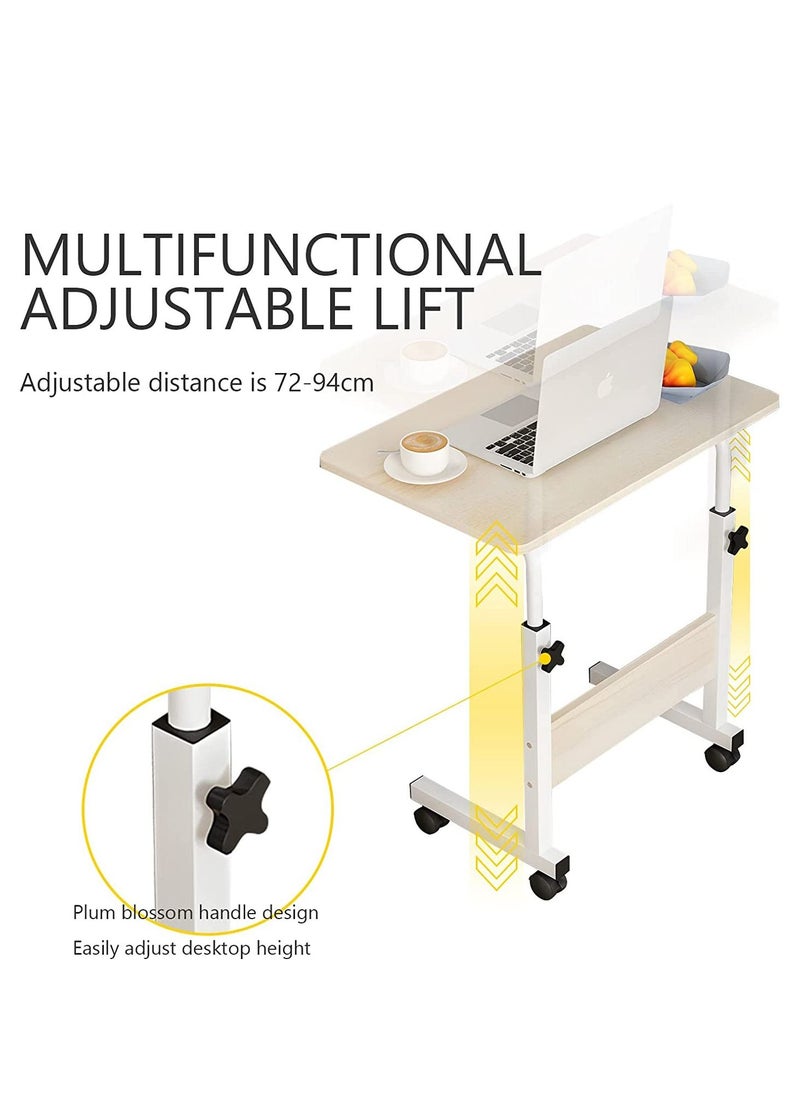 Mobile End Table with Storage Shelf 80x40cm Home Office Desk
