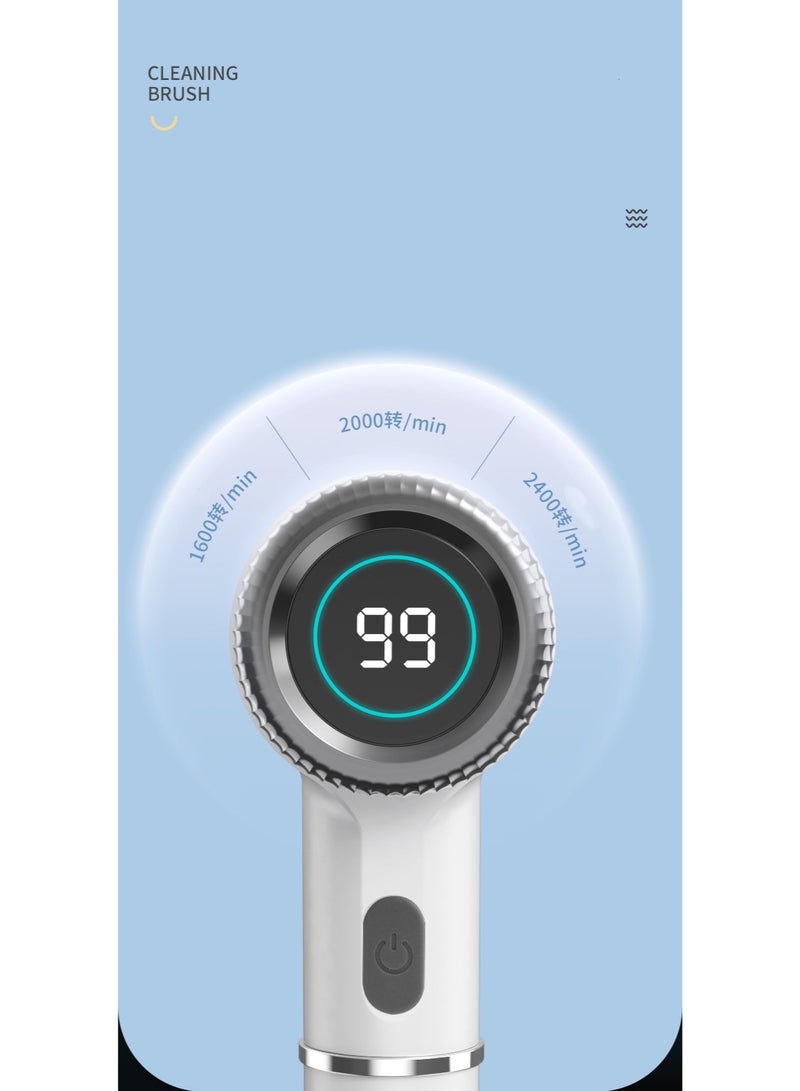 Rechargeable Electric Spin Scrubber, Cordless Cleaning Brush with Long Handle,5 Replaceable Brush Heads Shower Scrubber for Bathroom Tub,Floor,Tile,Kitchen and Shoes(Grey) - Image 2