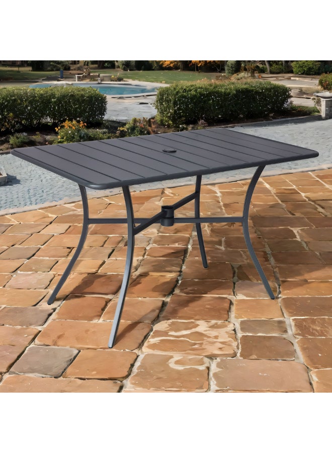 LIVING ACCENTS Outdoor Steel Slatted Rectangular Table with Umbrella Hole Grey 71 x 120 x 70 cm GH-HY-T670 - Image 2