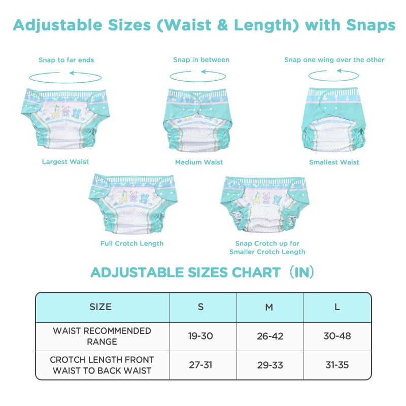 Littleforbig Washable Adjustable Reusable Waterproof Cloth Adult Diaper Wrap Cover - Baby Parade M - Image 2