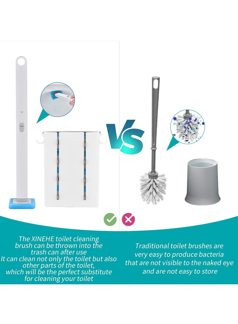 SOLARAE Disposable Toilet Brush with 16 Refills, Toilet Bowl Brush Disposable Toilet Cleaning System- Toilet Bowl Cleaner Brush, Storage Caddy and 16 Toilet Brush Refill Heads for Bathroom Cleaning - Image 3