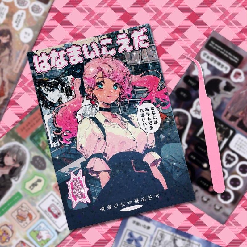 Tmtains 800Pcs Japanese Sticker Book for Scrapbook Heisei Retro Comic Books Style Kawaii Korean Sticker for Journaling Aesthetic Japanese Stickers Book for Adults DIY Crafts Junk Journal Gifts (Girl) - Image 2
