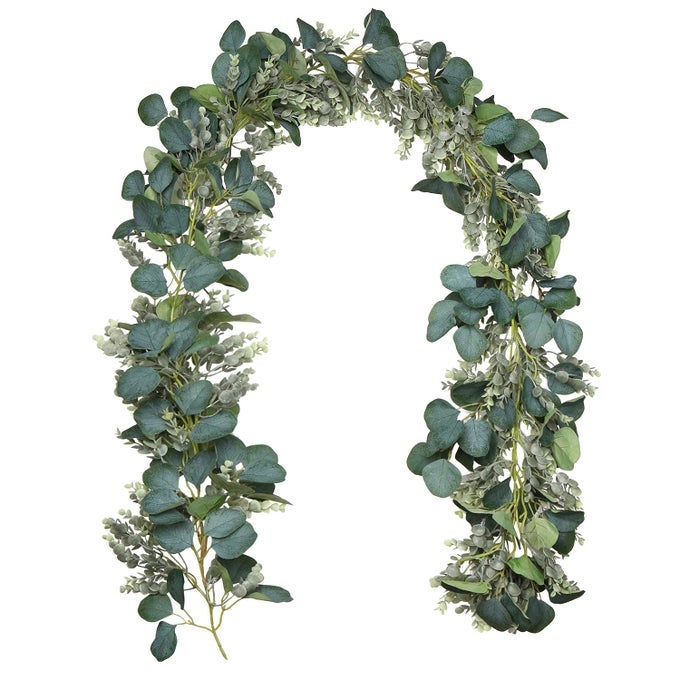 6FT ARTIFICIAL EUCALYPTUS GARLAND 182CM FAUX EUCALYPTUS LEAF GARLANDS FAKE PLANTS GREENERY GARLAND HANGING PLANT FOR GARDEN WEDDING ARCH WALL TABLE DECOR