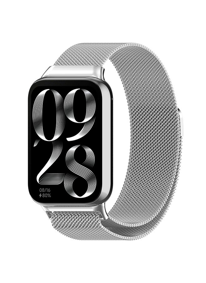O Ozone Milanese Loop Strap for Xiaomi Mi Smart Band 8 Pro - Stainless Steel Magnetic Adjustable Mesh Metal Watch Bands for Men and Women - Silver  - Image 1
