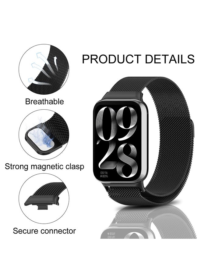 O Ozone Milanese Loop Strap for Xiaomi Mi Smart Band 8 Pro - Stainless Steel Magnetic Adjustable Mesh Metal Watch Bands for Men and Women - Silver  - Image 2