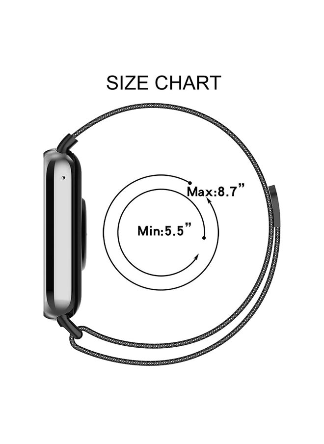 O Ozone Milanese Loop Strap for Xiaomi Mi Smart Band 8 Pro - Stainless Steel Magnetic Adjustable Mesh Metal Watch Bands for Men and Women - Silver  - Image 5