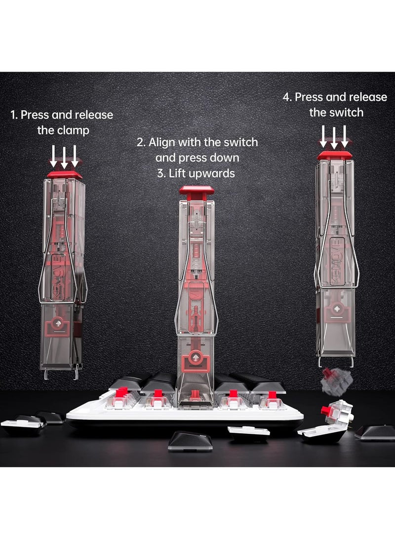 SOLARAE 2-in-1 Switch Puller, Keycap Puller for Mechanical Keyboard, 304 Stainless Steel Key Cap Removal Tool, Easily Remove and Replace Gaming Keyboard Switches and keycaps, Black Translucent - Image 5