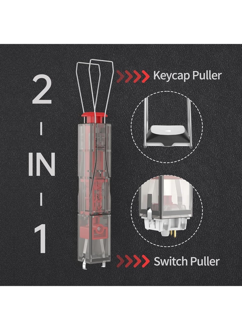 SOLARAE 2-in-1 Switch Puller, Keycap Puller for Mechanical Keyboard, 304 Stainless Steel Key Cap Removal Tool, Easily Remove and Replace Gaming Keyboard Switches and keycaps, Black Translucent - Image 2