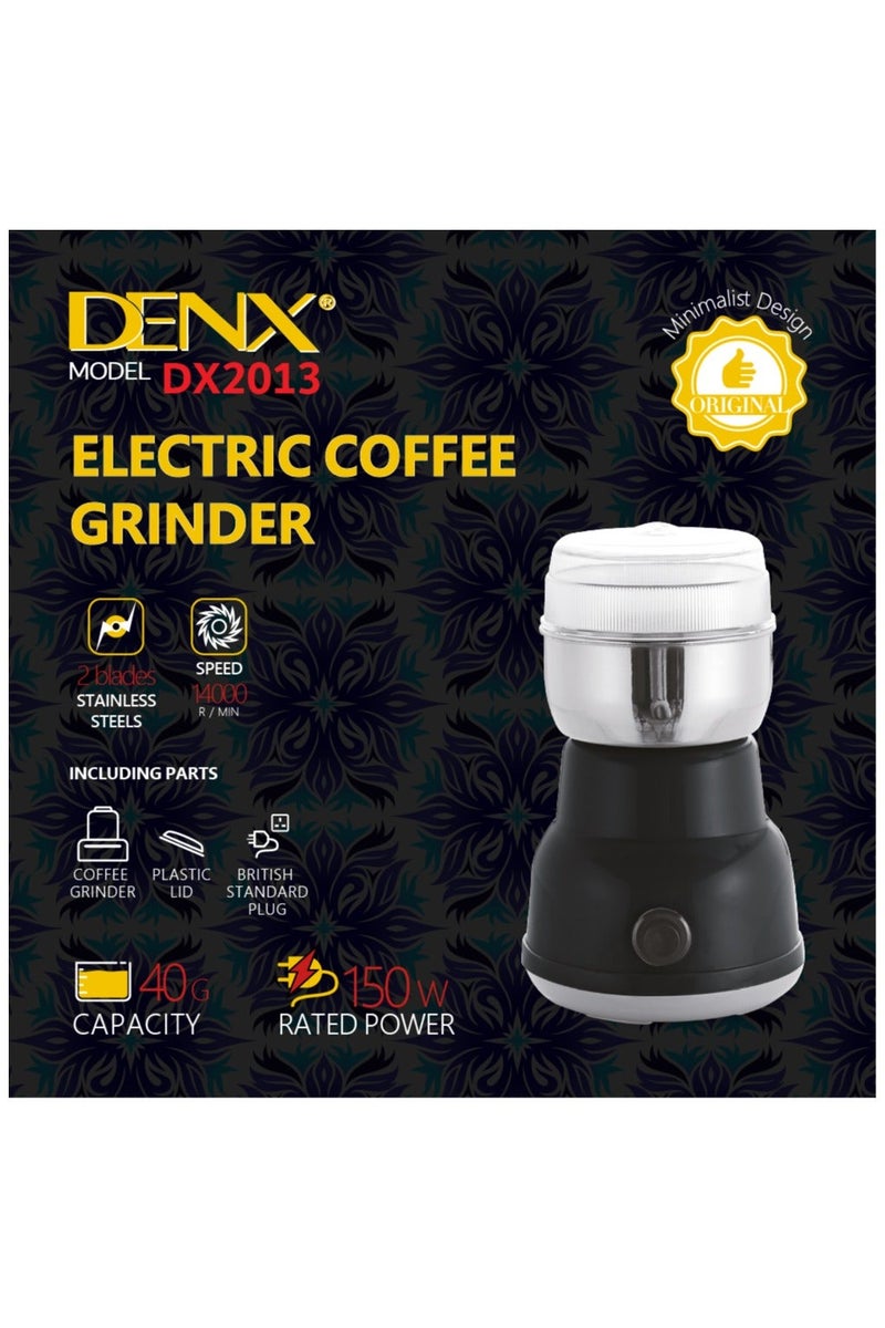 Denx Electric Coffee, beans, pepper, chili, nuts and Spices Grinder, 40g Capacity – Stainless Steel Blades, Compact and Versatile for Fresh Coffee, Herbs & Nuts, One-Touch Operation - Image 3