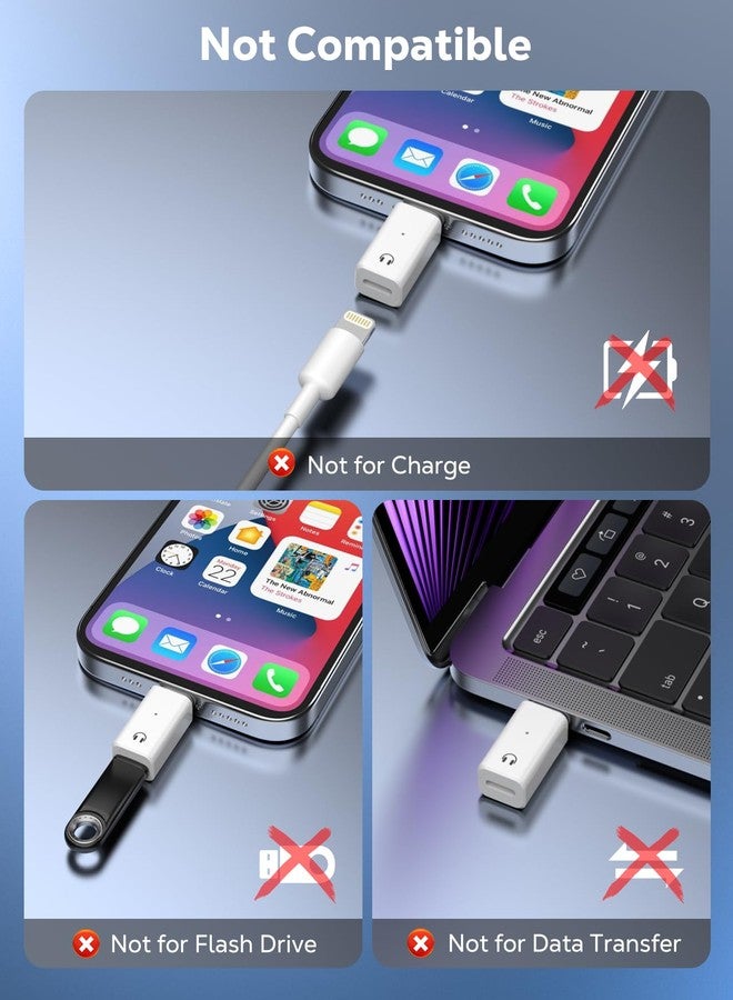 MoKo Lightning to USB-C Audio Adapter - Not for Microphones/Charging/Data Transfer, USB C Male to Female Lightning Headphone Earphone Adapter for iPhone Air 17 16 16e 15 Pro Max Plus, iPad, White - Image 3