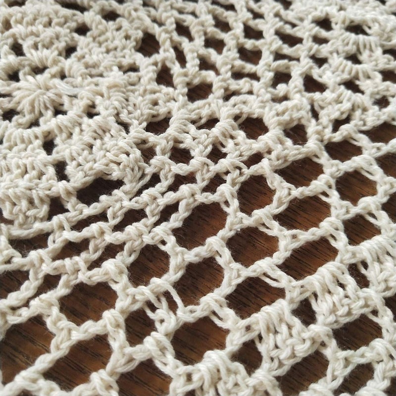 USTIDE 100% Cotton Crochet Lace Rectangular Table Runner Beige Ecru Dresser Scarf Doilies,2pcs 11 Inch X23 Inch - Image 3