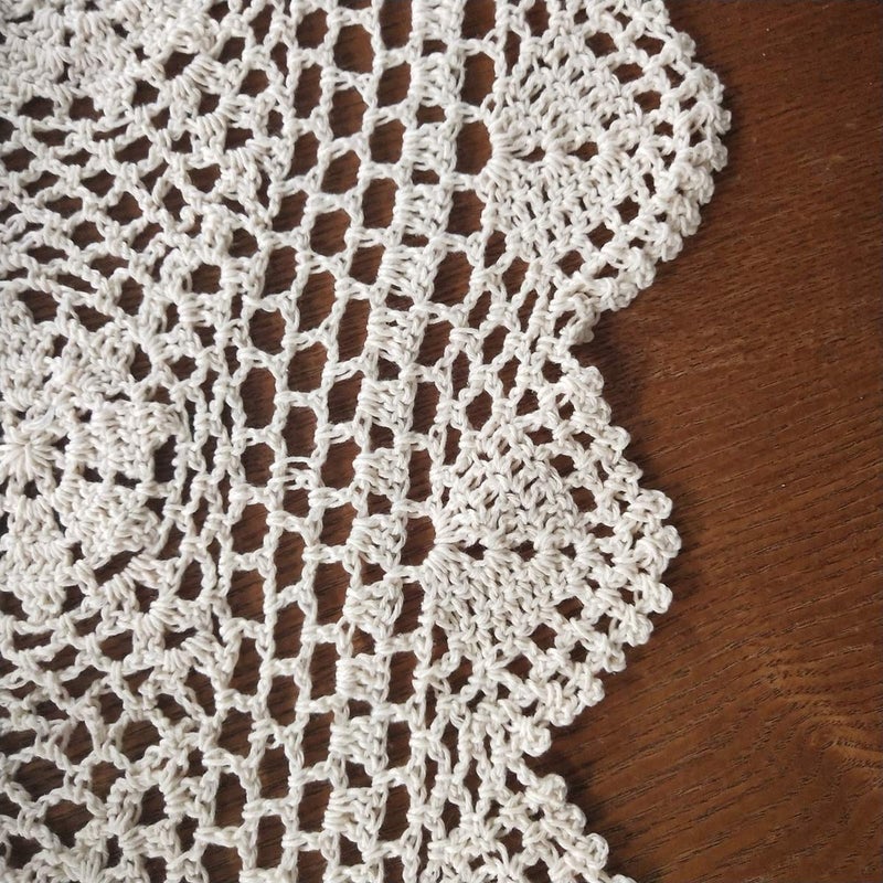 USTIDE 100% Cotton Crochet Lace Rectangular Table Runner Beige Ecru Dresser Scarf Doilies,2pcs 11 Inch X23 Inch - Image 4