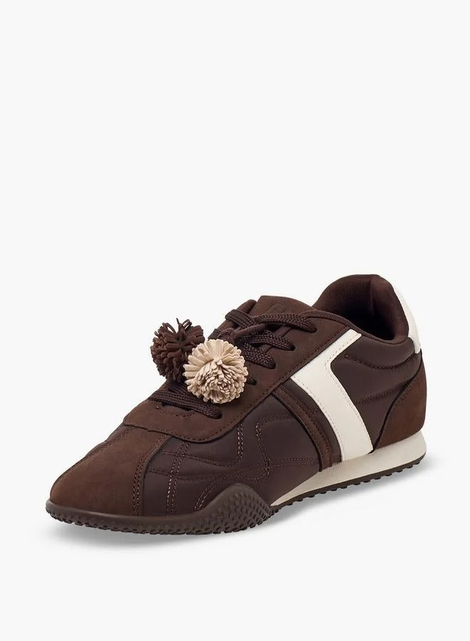 Flora Bella By Shoexpress BROWN Women Pom-Pom Accent Ankle Sneakers for Women | Best Price UAE
