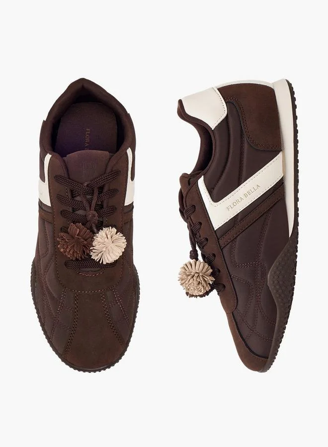 Flora Bella By Shoexpress BROWN Women Pom-Pom Accent Ankle Sneakers for Women | Best Price UAE