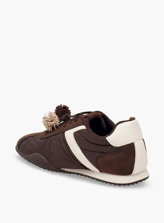 Flora Bella By Shoexpress BROWN Women Pom-Pom Accent Ankle Sneakers for Women | Best Price UAE