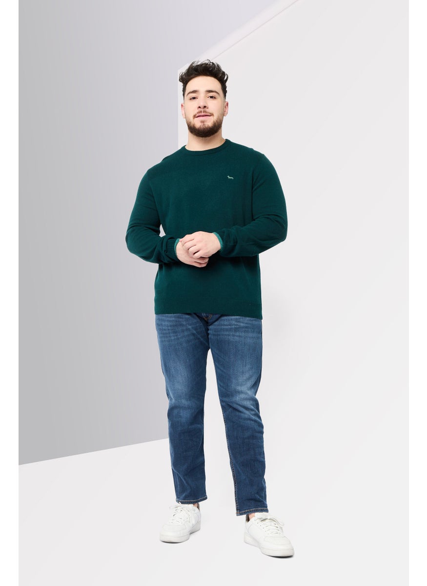 Harmont & Blaine Men Round Neck Long Sleeve Brand Logo Sweater, Green  - Image 2