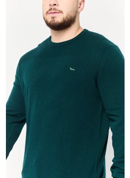 Harmont & Blaine Men Round Neck Long Sleeve Brand Logo Sweater, Green  - Image 3