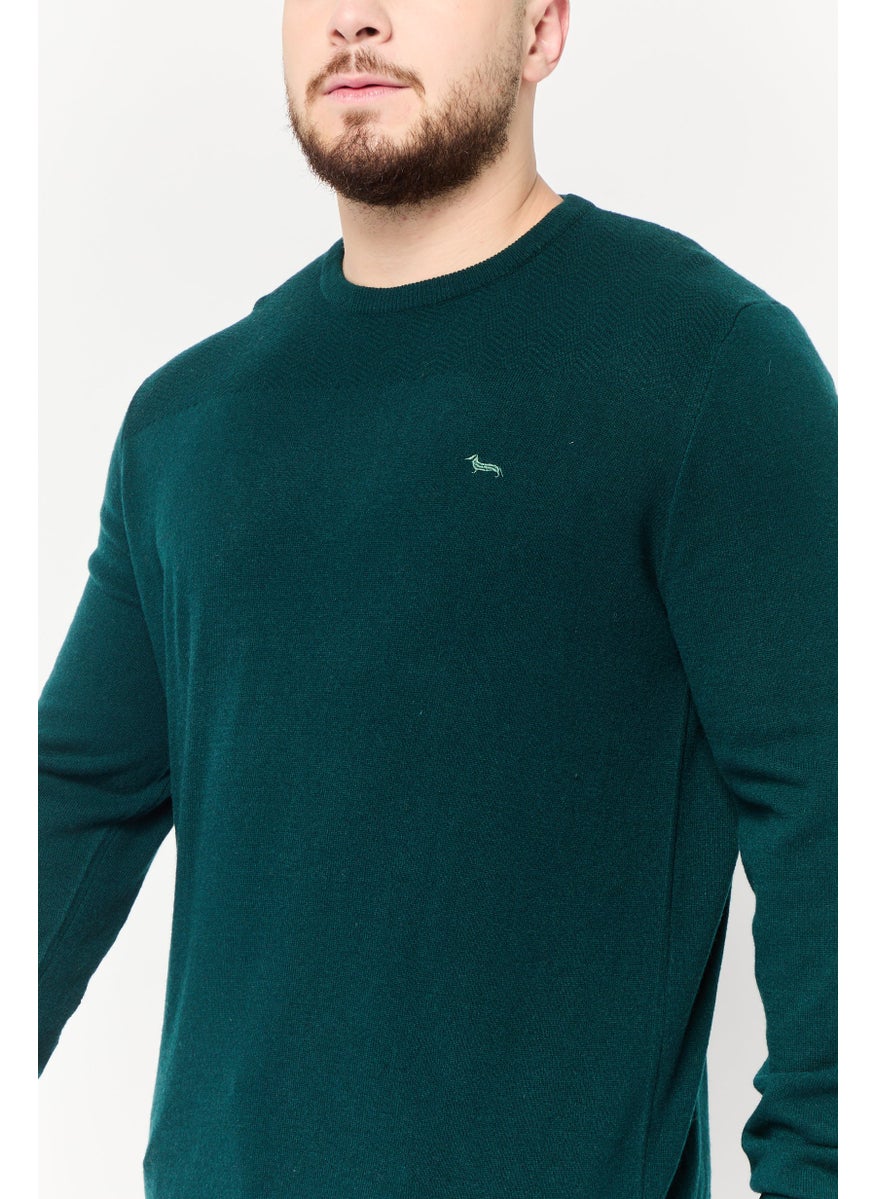 Harmont & Blaine Men Round Neck Long Sleeve Brand Logo Sweater, Green  - Image 3