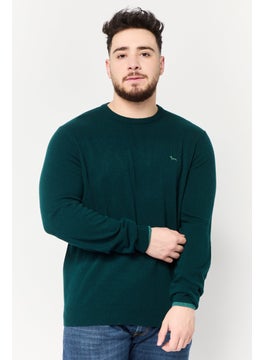 Harmont & Blaine Men Round Neck Long Sleeve Brand Logo Sweater, Green  - Image 1