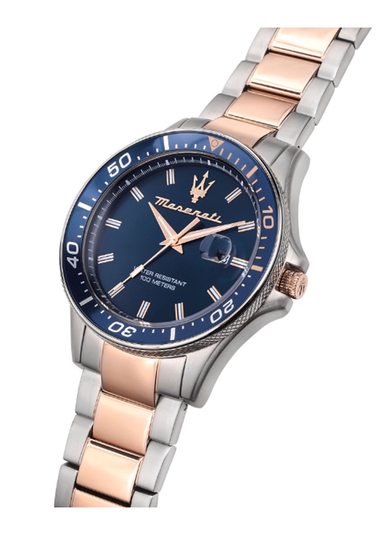 Maserati ساعة رجالية 44 مم بقرص أزرق، ذهب وردي، ستانلس ستيل - R8853140003 - Image 5