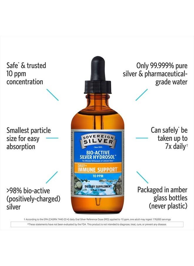 Sovereign Silver - Bio-Active Silver Hydrosol for Immune Support - Colloidal Silver Liquid - 10 ppm, 4oz (118mL) - Dropper - Image 1