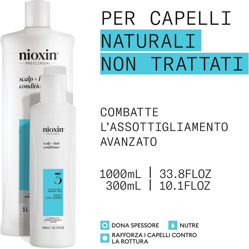 Nioxin Sistema 3 Scalp + Hair Conditioner 300ml  balsamo fortificante capelli danneggiati - Image 1