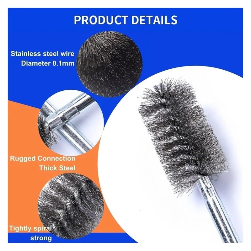 Wire Tube Brushes Bore Cleaning Brushes Stainless Steel Wire in Spiral for ID Deburring Rust Removing Pipe with Drill Use Hand Tools(Diameter 8mm) - Image 4