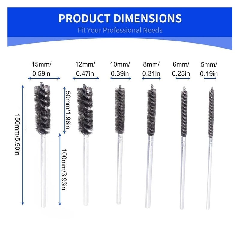 Wire Tube Brushes Bore Cleaning Brushes Stainless Steel Wire in Spiral for ID Deburring Rust Removing Pipe with Drill Use Hand Tools(Diameter 8mm) - Image 3