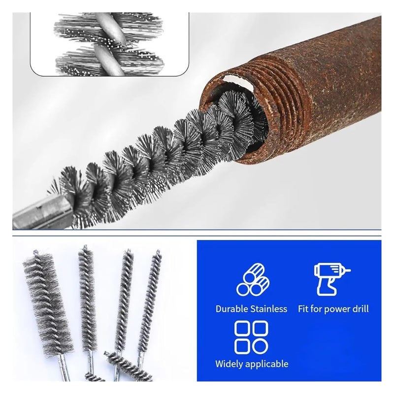 Wire Tube Brushes Bore Cleaning Brushes Stainless Steel Wire in Spiral for ID Deburring Rust Removing Pipe with Drill Use Hand Tools(Diameter 8mm) - Image 5