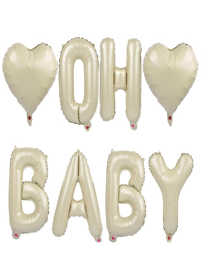 Tellpet OH BABY Letter Balloons, Baby Shower Party Decorations Gender Reveal Decor Supplies, 16 Inch, Cream White - Image 1