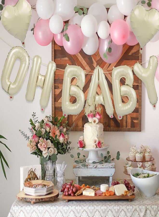 Tellpet OH BABY Letter Balloons, Baby Shower Party Decorations Gender Reveal Decor Supplies, 16 Inch, Cream White - Image 2