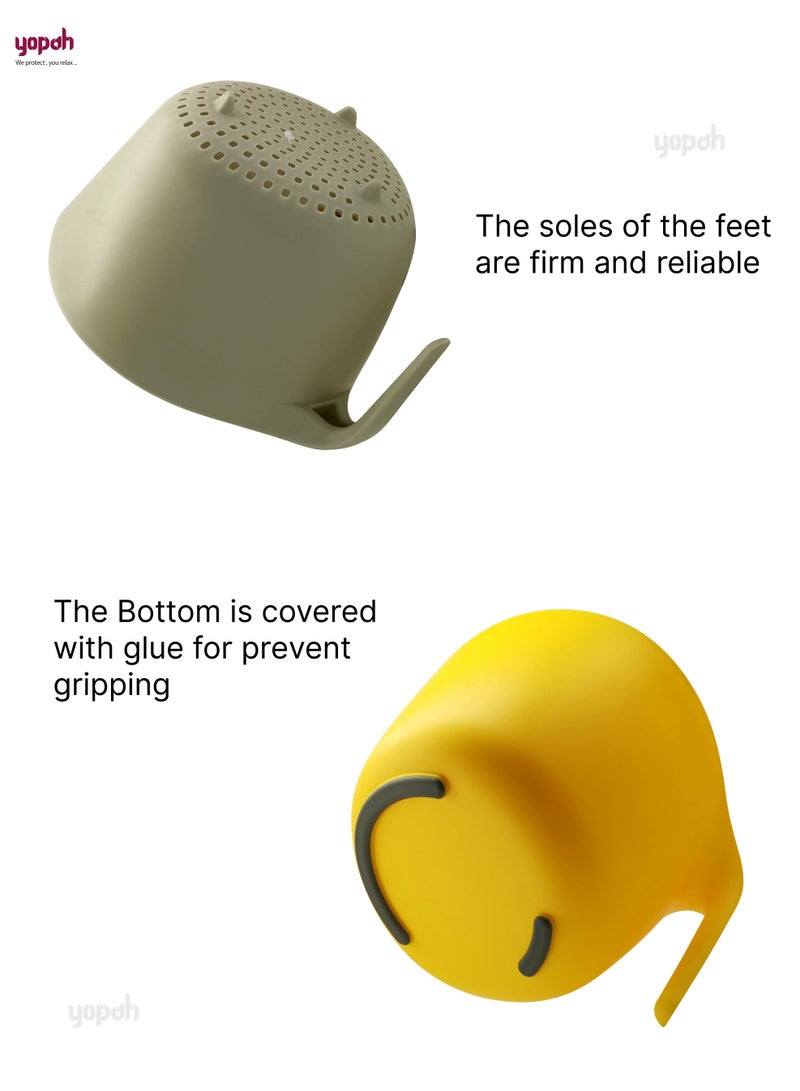 yopah Multi Use High Quality Double Layer Rice Fruits Vegetable Strainer Yellow/Grey - Image 3