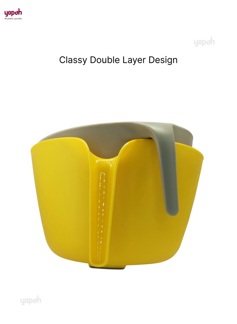 yopah Multi Use High Quality Double Layer Rice Fruits Vegetable Strainer Yellow/Grey - Image 4