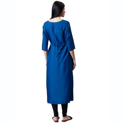 CEE 18 Women's Cotton A-Line Maternity/Feeding Kurti with Zippers (9664_XL,PunchyBlue,X-Large) - Image 4
