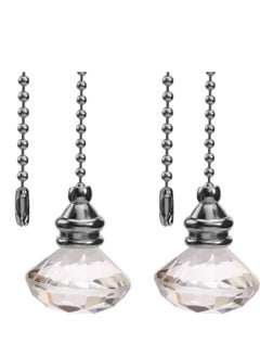 SYOSI 2pcs Ceiling Fan Pull Chains, Light Pull Chain Pull Cord Handle Chain Extension Beaded 30cm Crystal Diamond Pull Chain, for Bathroom Toilet Light, Ceiling Light Fan  - Image 1