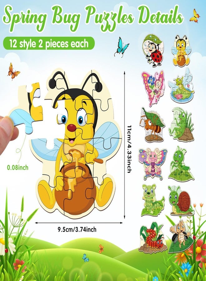 WinnerWhy 24 Pack Insect Party Favors Puzzles for Kids Bugs Jigsaw Animals Puzzles for Kids Spring Butterfly Bee Caterpillar Critter Jigsaw Toy for Classroom Exchange Gifts Preschool Educational Toys - Image 2