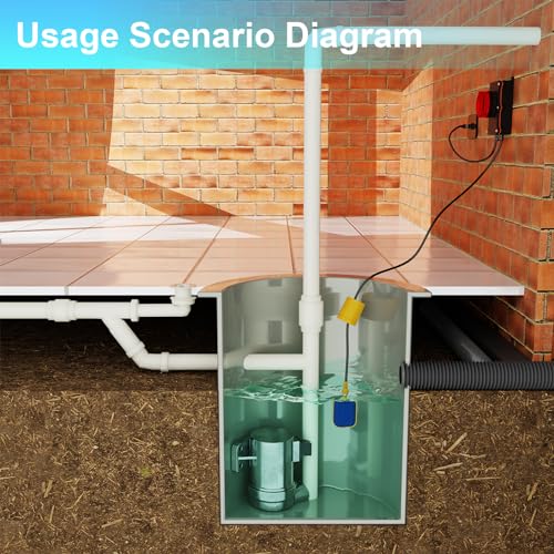 OELFFOW Sump Pump Alarm, Tethered Float Switch Alarm, 110db Loud Alarm with Large LED Indicator, 10ft Level Float Switch (with Counterweight), Used in Sewage Pump, Water Tank, Septic Tank Pump, etc. - Image 2