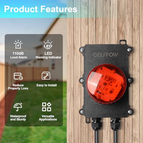 OELFFOW Sump Pump Alarm, Tethered Float Switch Alarm, 110db Loud Alarm with Large LED Indicator, 10ft Level Float Switch (with Counterweight), Used in Sewage Pump, Water Tank, Septic Tank Pump, etc. - Image 3